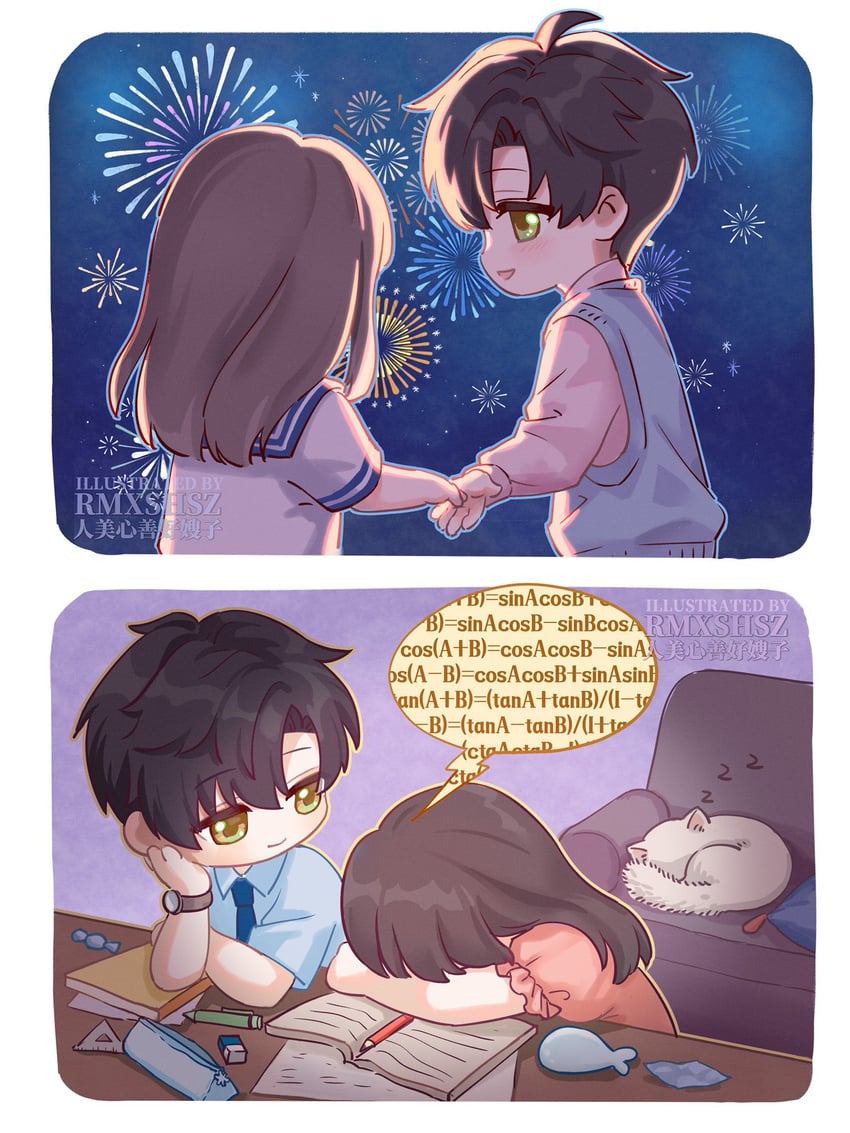 protagonist and zayne (love and deepspace) drawn by ren_mei_xin_shan_hao_saozi