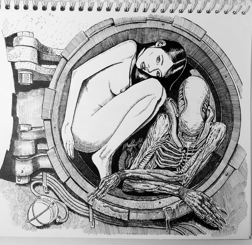 xenomorph (original and 1 more) drawn by chernyart
