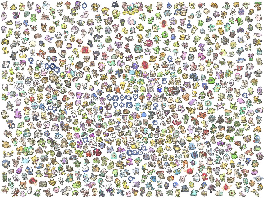 pikachu, gardevoir, eevee, rotom, piplup, and 732 more (pokemon and 3 more) drawn by oda_(dazarashi_koubou)
