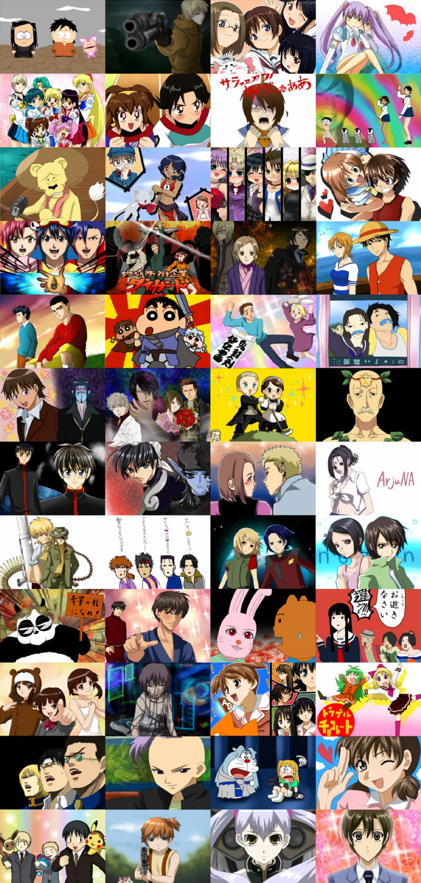 pikachu, nagato yuki, nami, tsukino usagi, monkey d. luffy, and 90 more (pokemon and 48 more) drawn by honchu