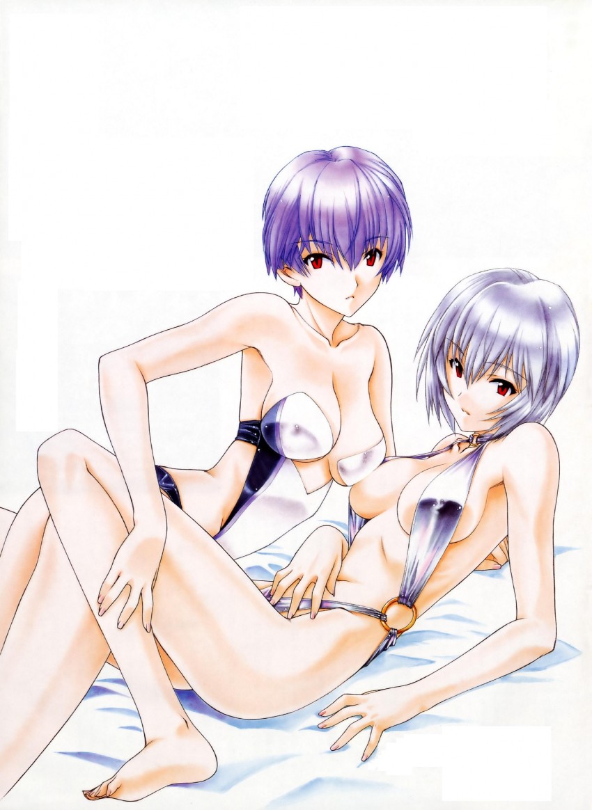 ayanami rei, rei quatre, and rei cinq (neon genesis evangelion and 1 more) drawn by ramiya_ryou and utatane_hiroyuki