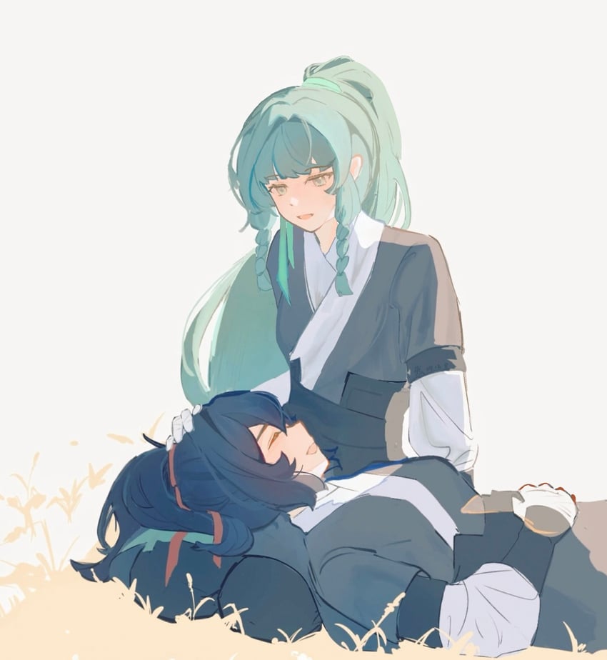 zhu yuan and qingyi (zenless zone zero) drawn by mou_zi_ran
