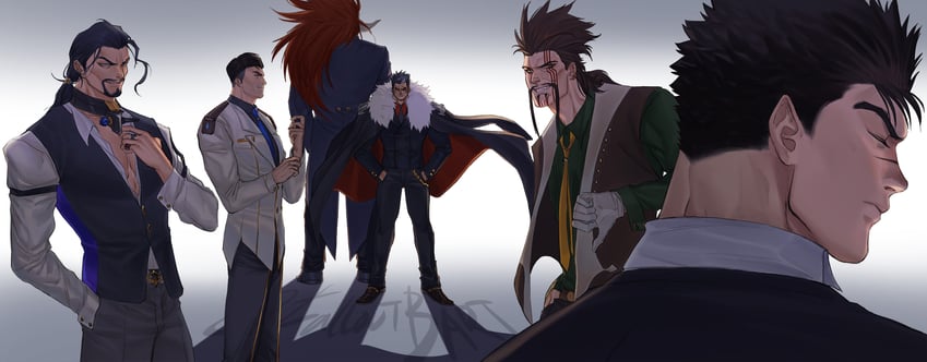 guts, jayce, darius, starscourge radahn, draven, and 1 more (league of legends and 2 more) drawn by falloutbart