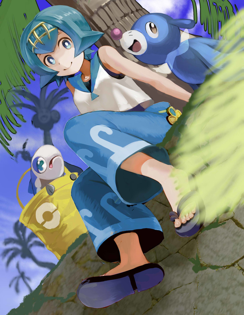lana, popplio, wishiwashi, and alolan exeggutor (pokemon and 1 more) drawn by yu_(mekeneko1998)