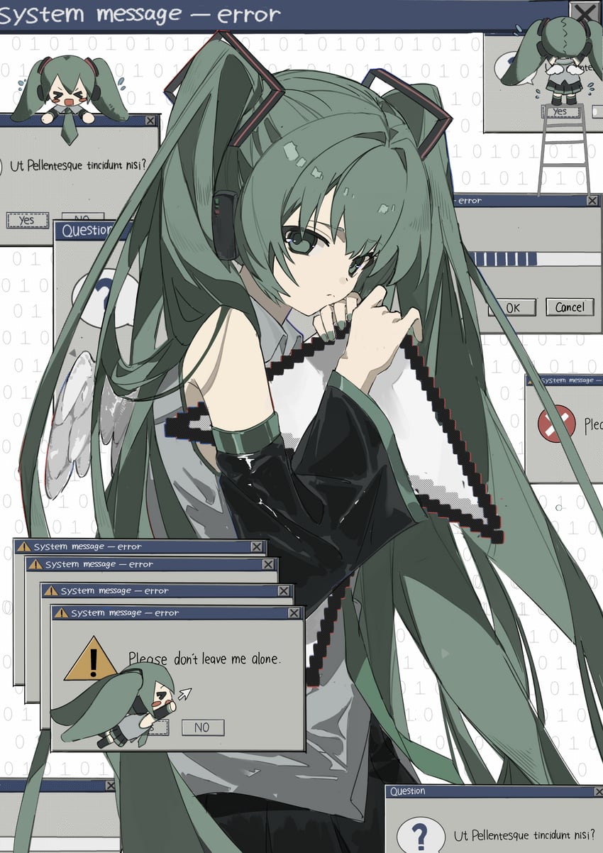 hatsune miku (vocaloid and 2 more) drawn by invers