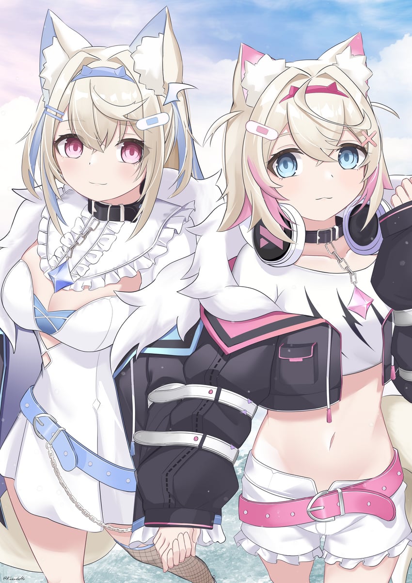 fuwawa abyssgard and mococo abyssgard (hololive and 1 more) drawn by kanadeho