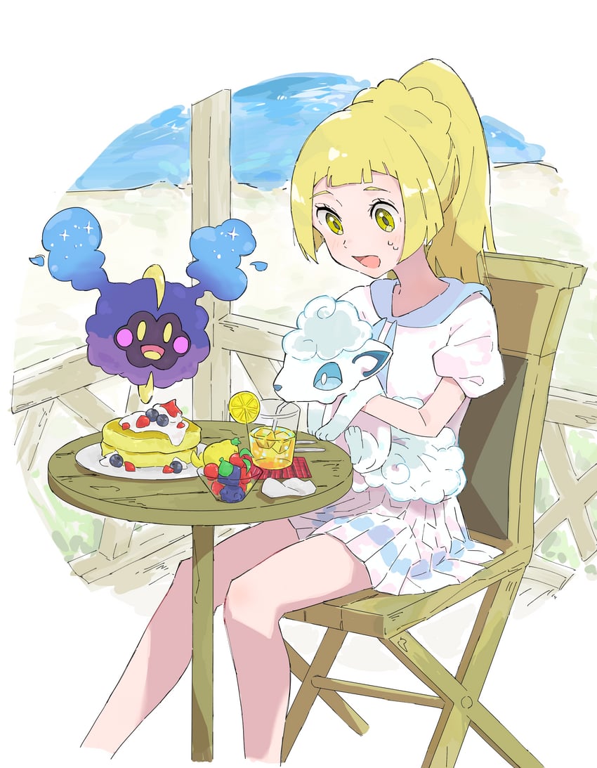 lillie and cosmog (pokemon and 1 more) drawn by pokeseru