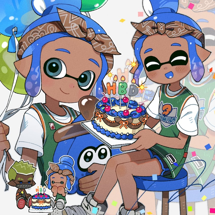 inkling player character, inkling girl, and inkling boy (splatoon) drawn by hg_swdiary