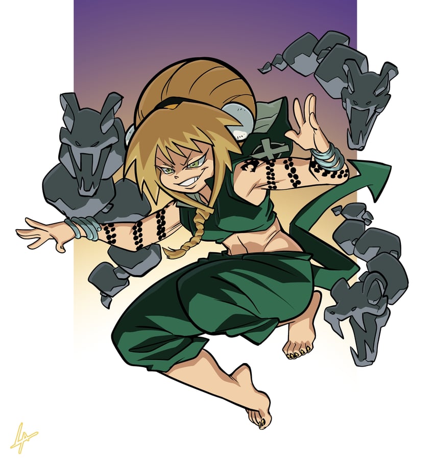toph beifong and medusa gorgon (soul eater and 2 more) drawn by liefeldian_abomination