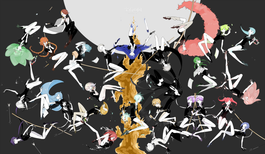 phosphophyllite, diamond, cinnabar, bort, lapis lazuli, and 21 more (houseki no kuni) drawn by cojima