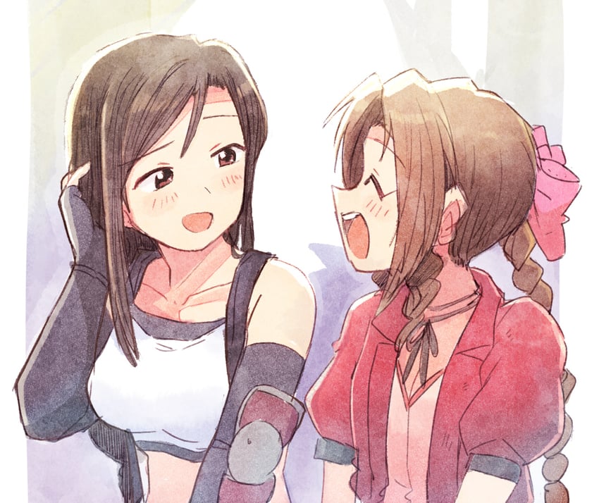 tifa lockhart and aerith gainsborough (final fantasy and 2 more) drawn by tsubobot
