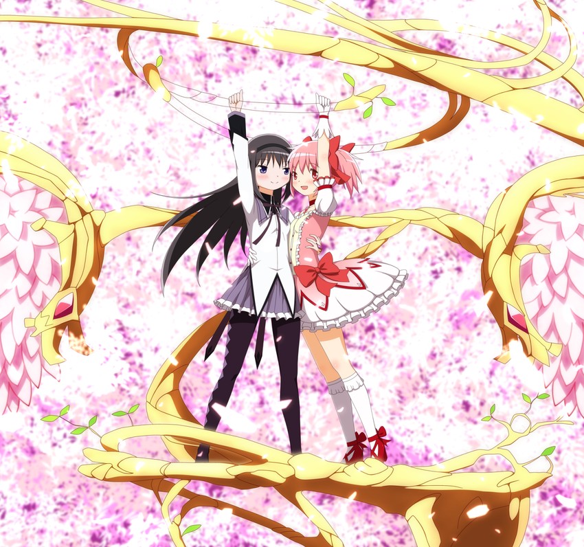 akemi homura and kaname madoka (mahou shoujo madoka magica) drawn by cadsensei