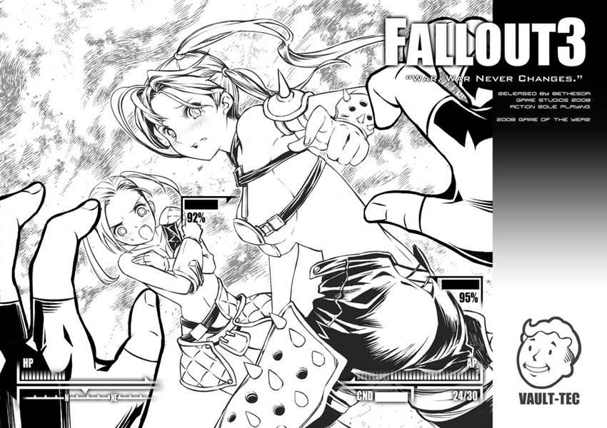 vault boy and raider (fallout and 1 more) drawn by ress