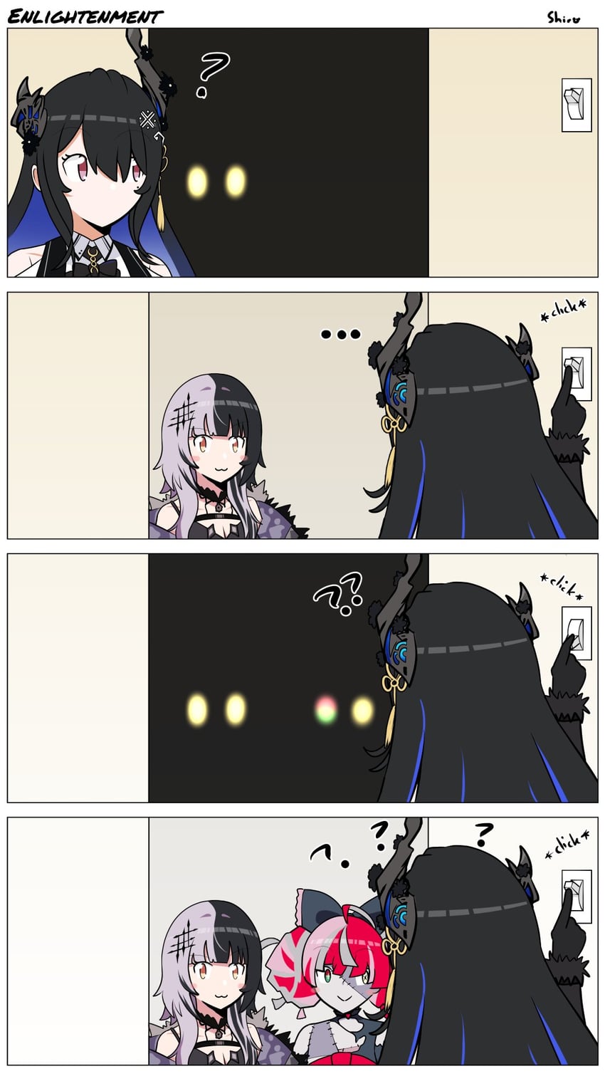 shiori novella, nerissa ravencroft, and kureiji ollie (hololive and 2 more) drawn by oguma_shiro