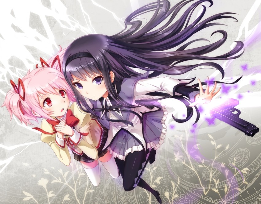 akemi homura and kaname madoka (mahou shoujo madoka magica) drawn by futsuka_(dzone)