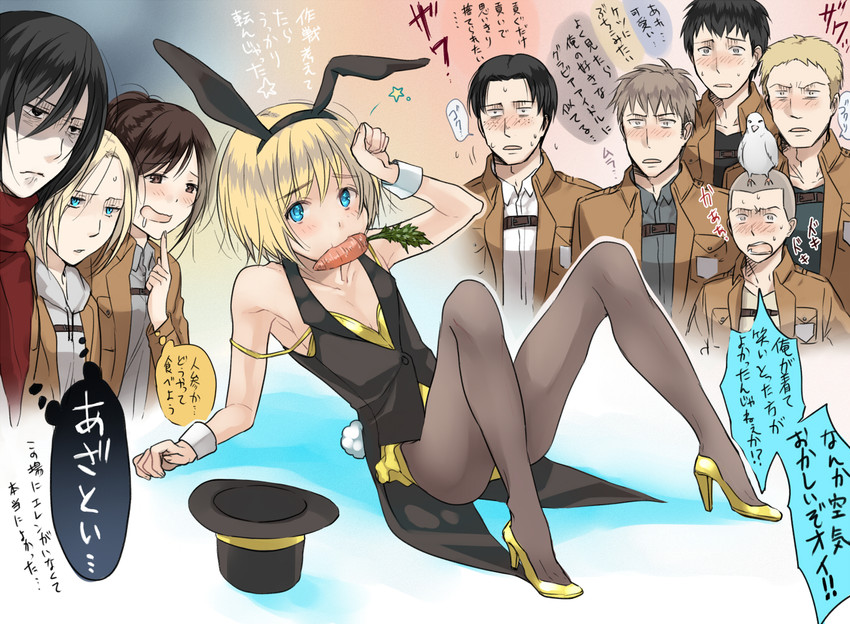 mikasa ackerman, reiner braun, armin arlert, annie leonhart, bertolt hoover, and 5 more (shingeki no kyojin) drawn by 3u