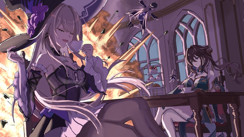 herta, the herta, and ruan mei (honkai and 1 more) drawn by oimo_imonium