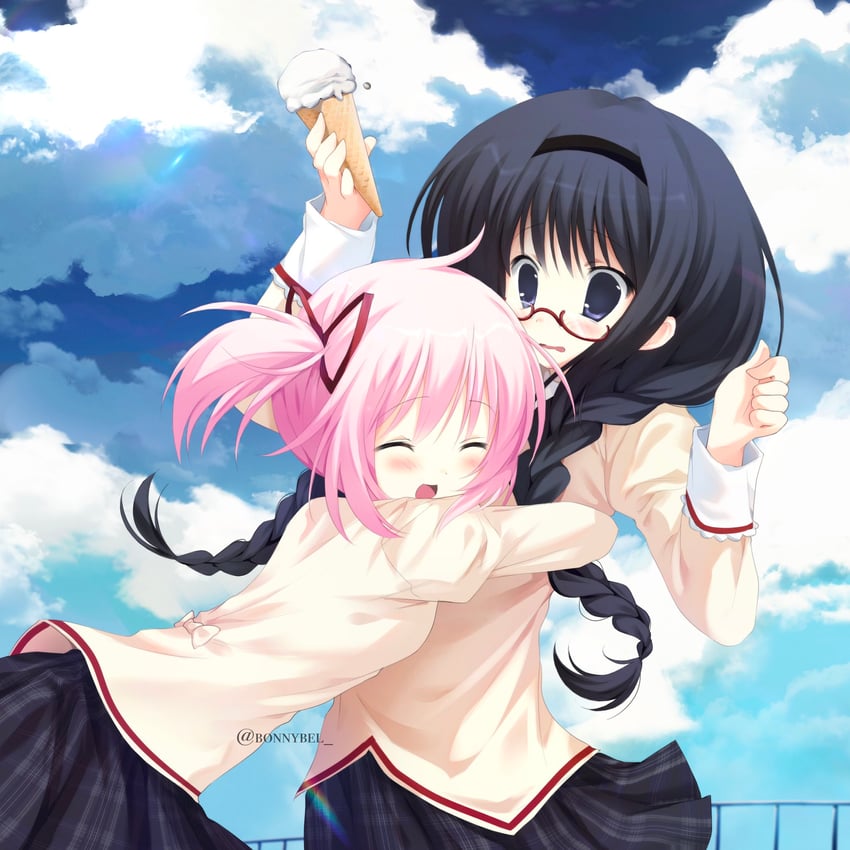 akemi homura and kaname madoka (mahou shoujo madoka magica) drawn by jelly_(bonnybel)