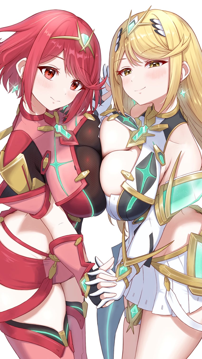 pyra and mythra (xenoblade chronicles and 1 more) drawn by taro_(peach_taro51)