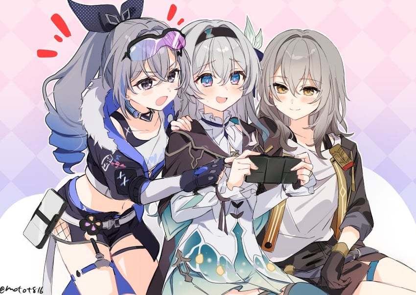 trailblazer, firefly, stelle, and silver wolf (honkai and 1 more) drawn by mm_(motot)