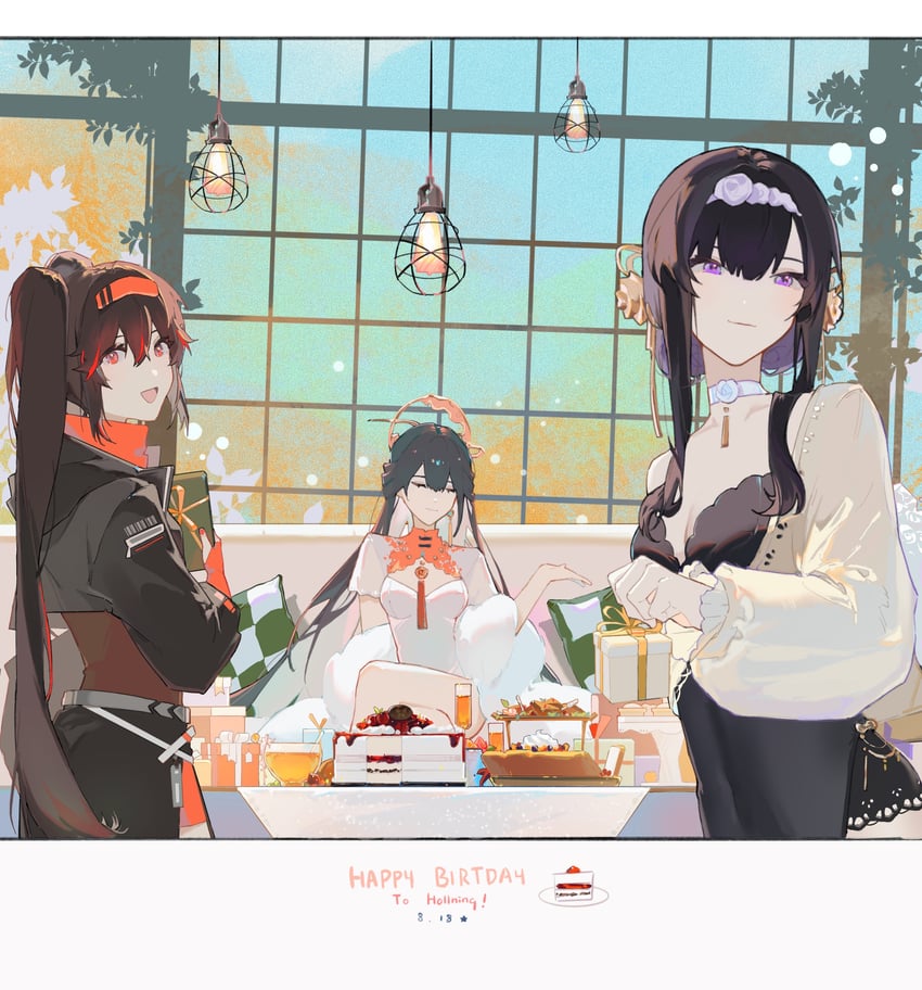 lucia, lucia: plume, selena, qu, qu: pavo, and 1 more (punishing: gray raven) drawn by hollning