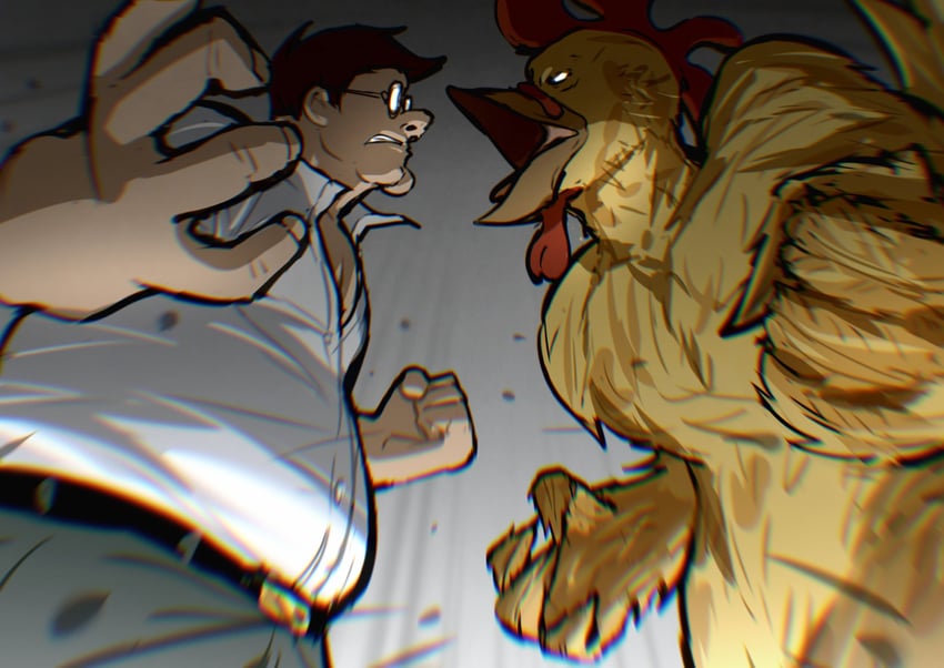 peter griffin and ernie the giant chicken (family guy) drawn by hado_(zzzhadozzz)