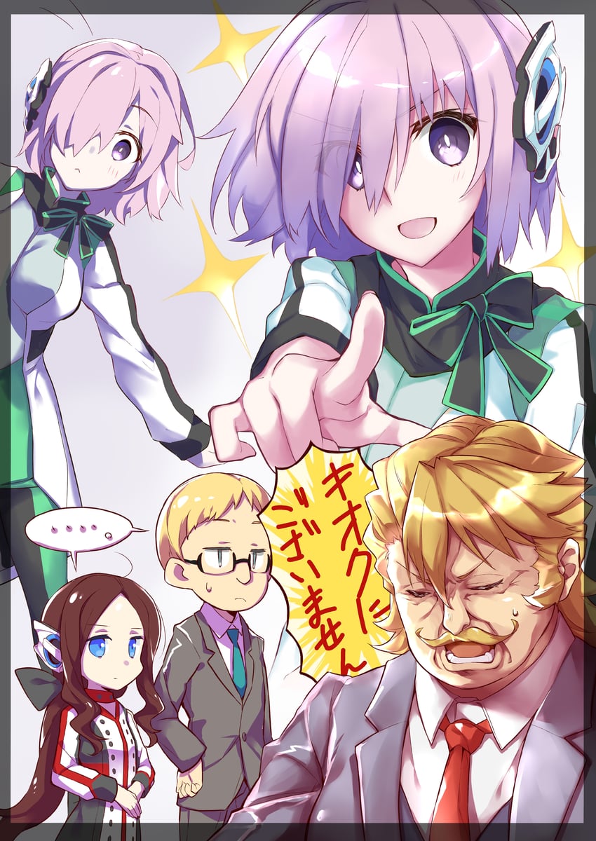 mash kyrielight, leonardo da vinci, goredolf musik, is, jingle abel meuniere, and 2 more (fate and 3 more) drawn by narumiya_(empty_cafe)