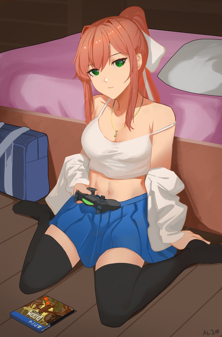 monika (doki doki literature club and 2 more) drawn by sedai