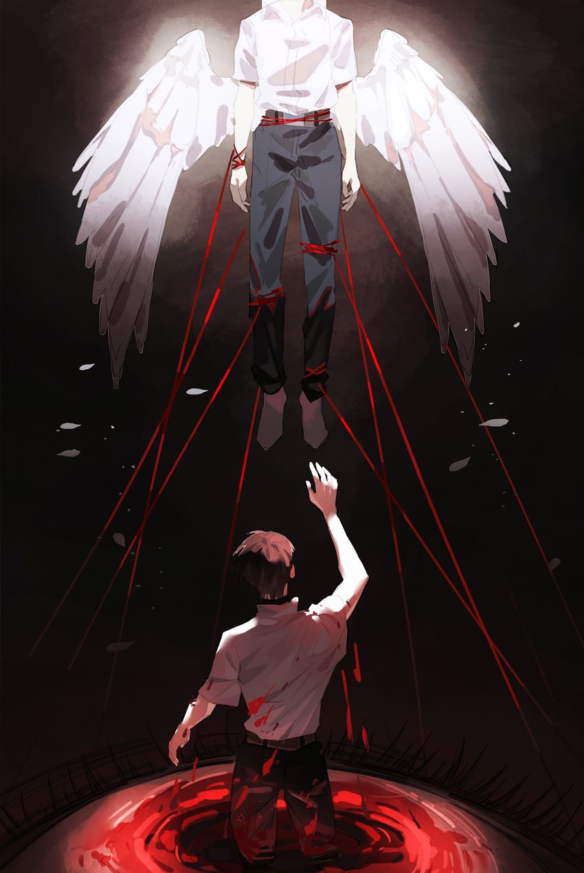 ikari shinji and nagisa kaworu (neon genesis evangelion) drawn by madao07979
