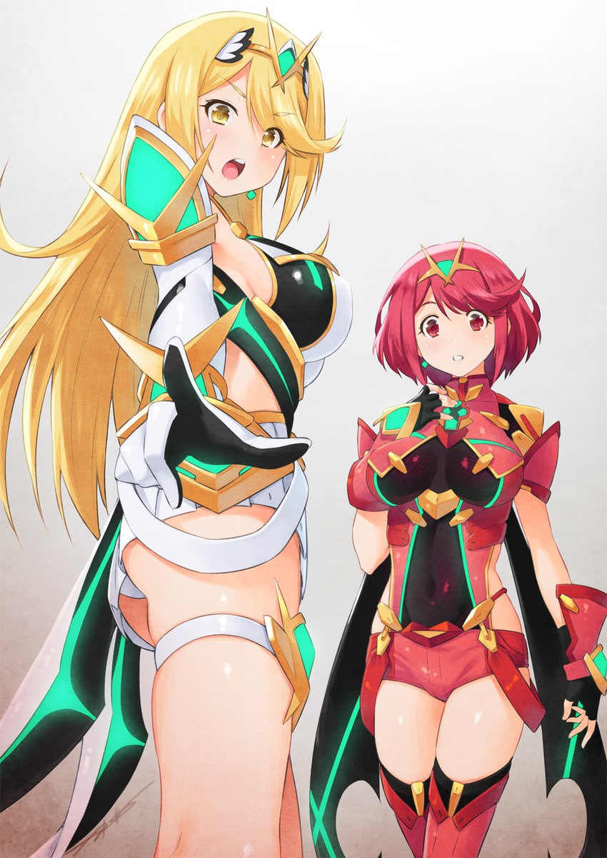 pyra and mythra (xenoblade chronicles and 1 more) drawn by kazuma_muramasa