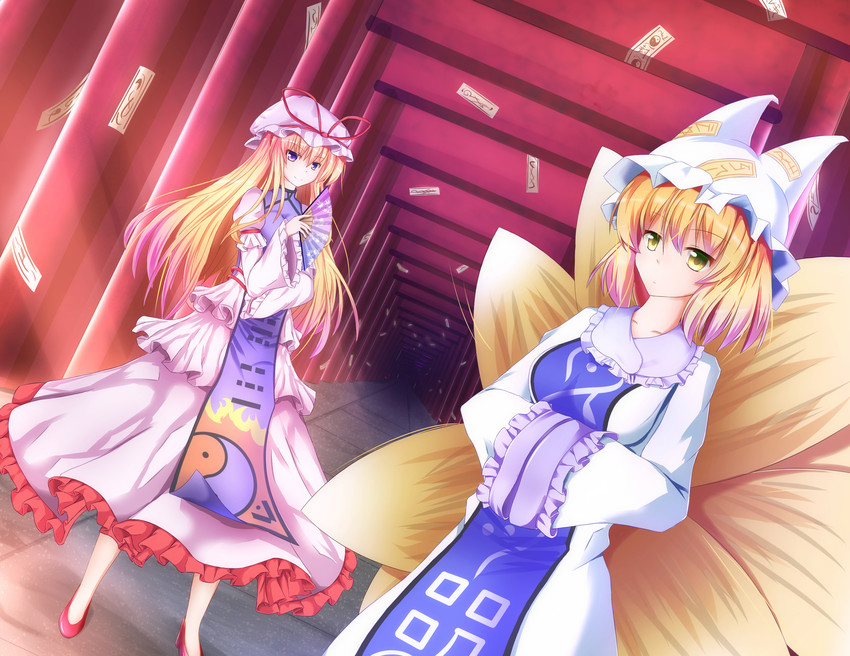 yakumo yukari and yakumo ran (touhou) drawn by konuko_(nukonuko210)