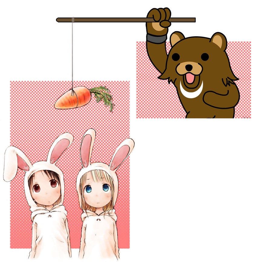 itou chika, ana coppola, pedobear, and kuma (ichigo mashimaro and 2 more) drawn by barasui