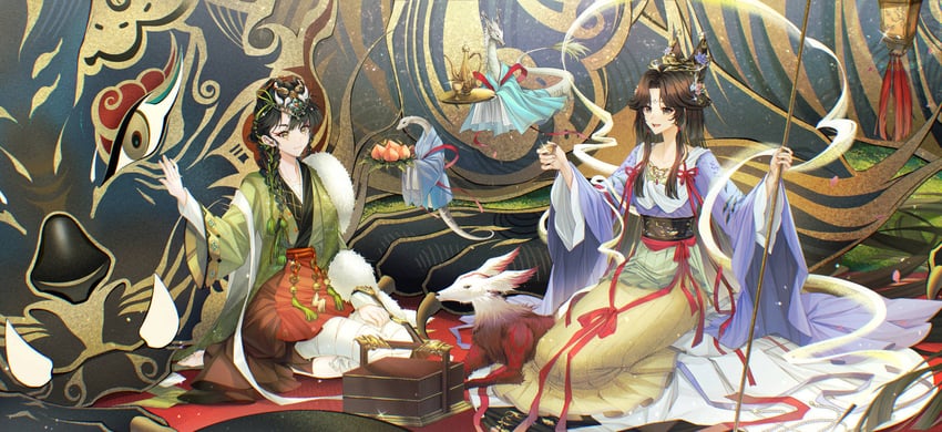 jiu niangzi, liang yue, and qiangliang (reverse:1999) drawn by sieka_(piiroinardesco)