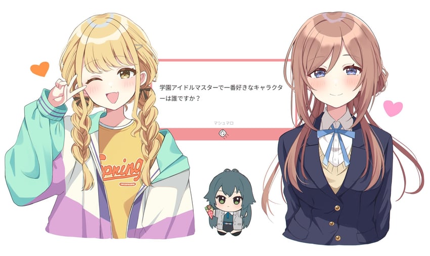 fujita kotone, tsukimura temari, and himesaki rinami (idolmaster and 2 more) drawn by murase48