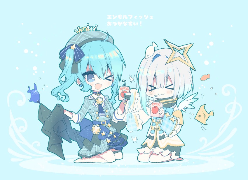 hoshimachi suisei and amane kanata (hololive) drawn by cyawa
