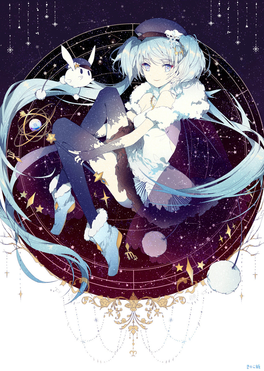 hatsune miku, yuki miku, and rabbit yukine (vocaloid) drawn by kinokohime