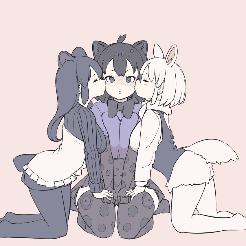 southern tamandua, black jaguar, and malayan tapir (kemono friends) drawn by bird_witch