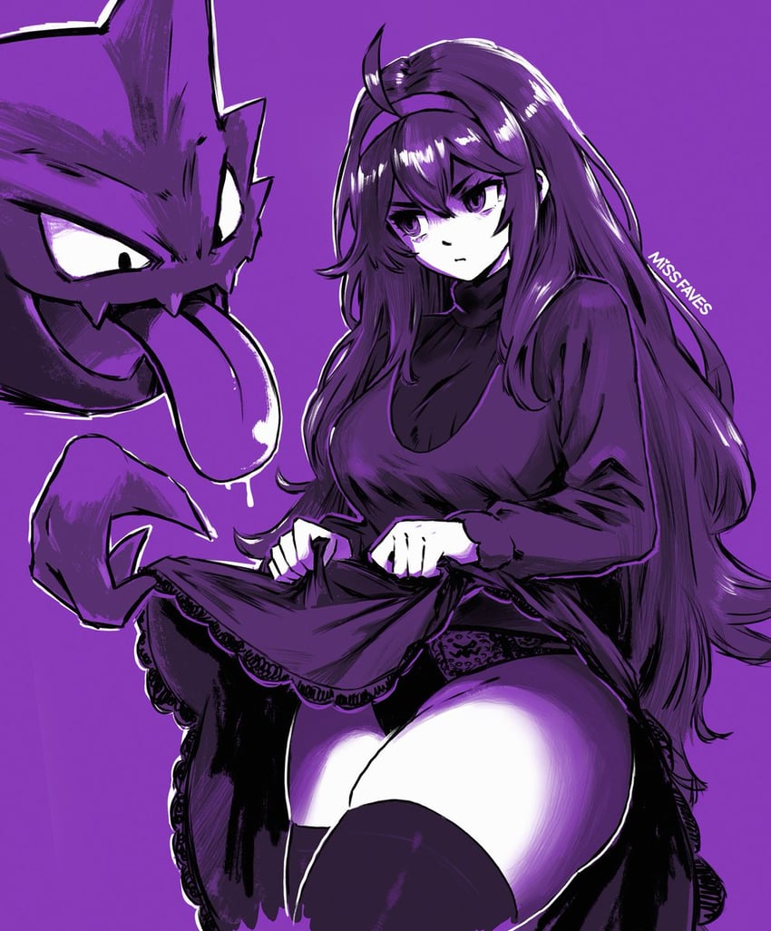 hex maniac and haunter (pokemon and 1 more) drawn by miss_faves