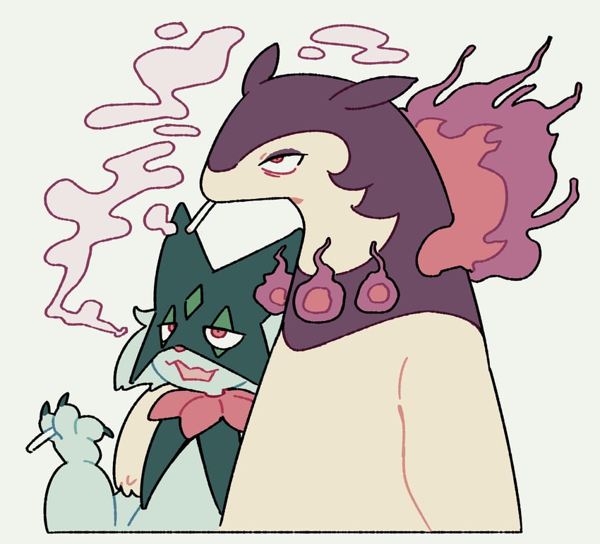 meowscarada and hisuian typhlosion (pokemon) drawn by fourleafisland