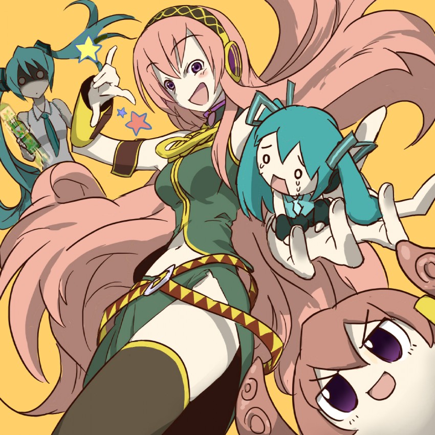 hatsune miku, megurine luka, takoluka, and hachune miku (vocaloid and 1 more) drawn by kanisuki