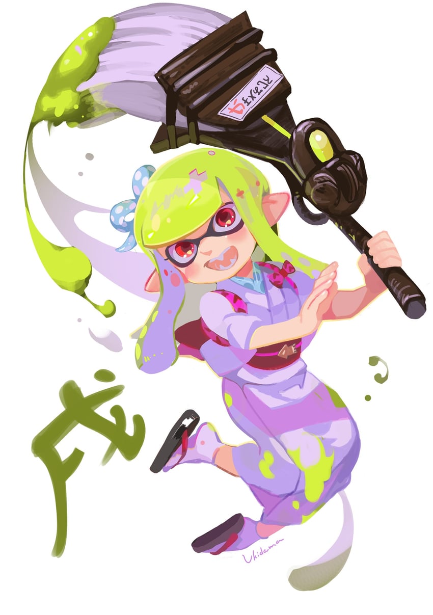inkling player character and inkling girl (splatoon) drawn by ukidama