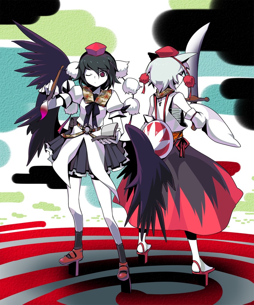 shameimaru aya and inubashiri momiji (touhou) drawn by tsuru_(clainman)