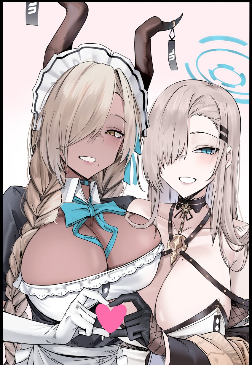 asuna and owari (blue archive and 1 more) drawn by cliov