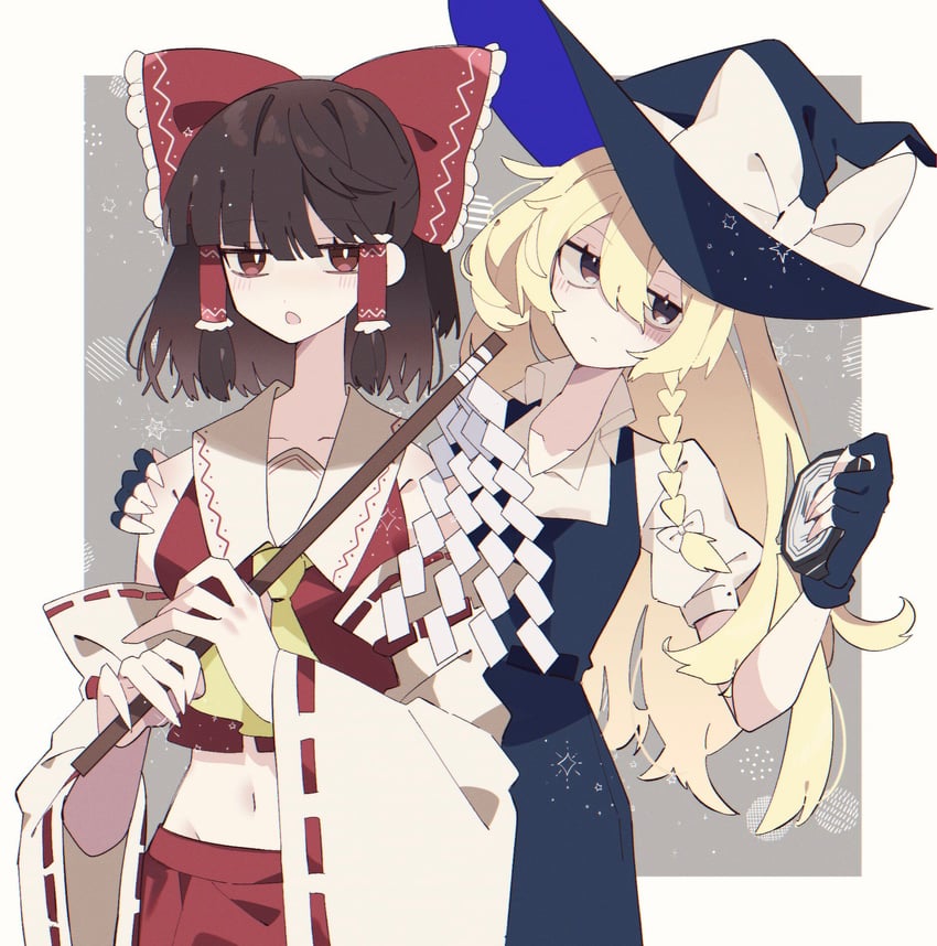 hakurei reimu and kirisame marisa (touhou) drawn by xx_asui