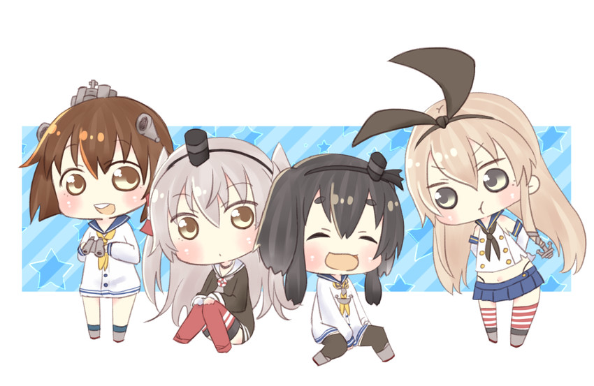 shimakaze, amatsukaze, yukikaze, and tokitsukaze (kantai collection) drawn by shiromari_(46mary)