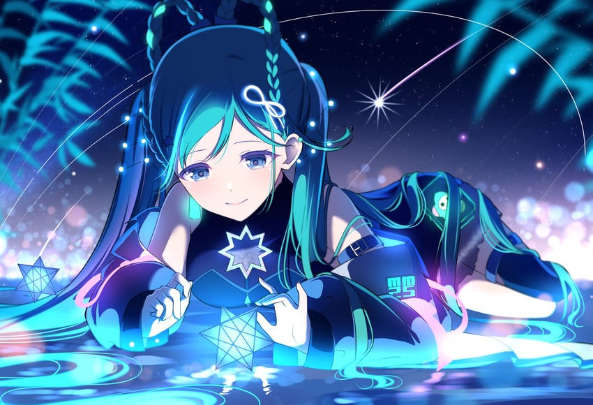 hatsune miku and magical mirai miku (vocaloid and 2 more) drawn by yomomo14