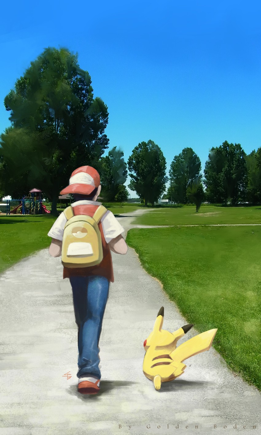 pikachu and red (pokemon and 1 more) drawn by mei_ford and roas