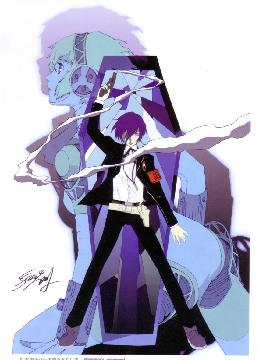 yuuki makoto and aigis (persona and 1 more) drawn by soejima_shigenori