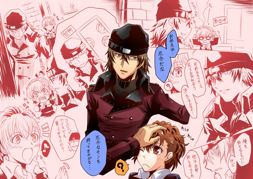 shiomi kotone, yamagishi fuuka, sanada akihiko, aragaki shinjirou, and iori junpei (persona and 2 more) drawn by segami_daisuke