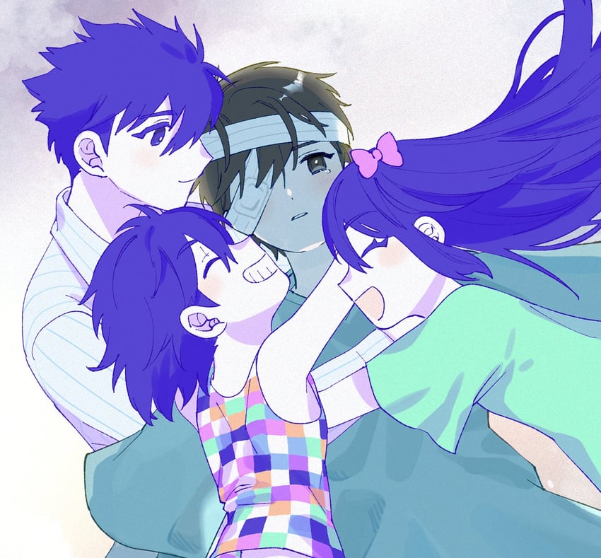 sunny, aubrey, kel, and hero (omori) drawn by tio_zomi